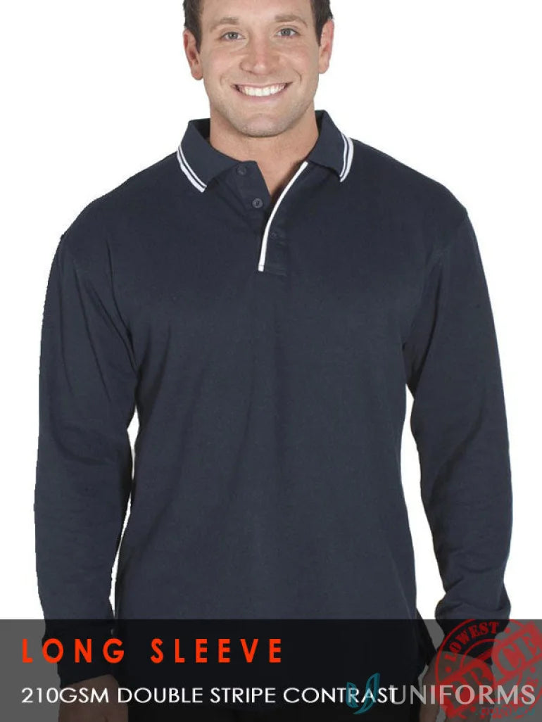 Navy long-sleeve contrast polo 210xc JB’s Long Sleeve Classic Fit shirt