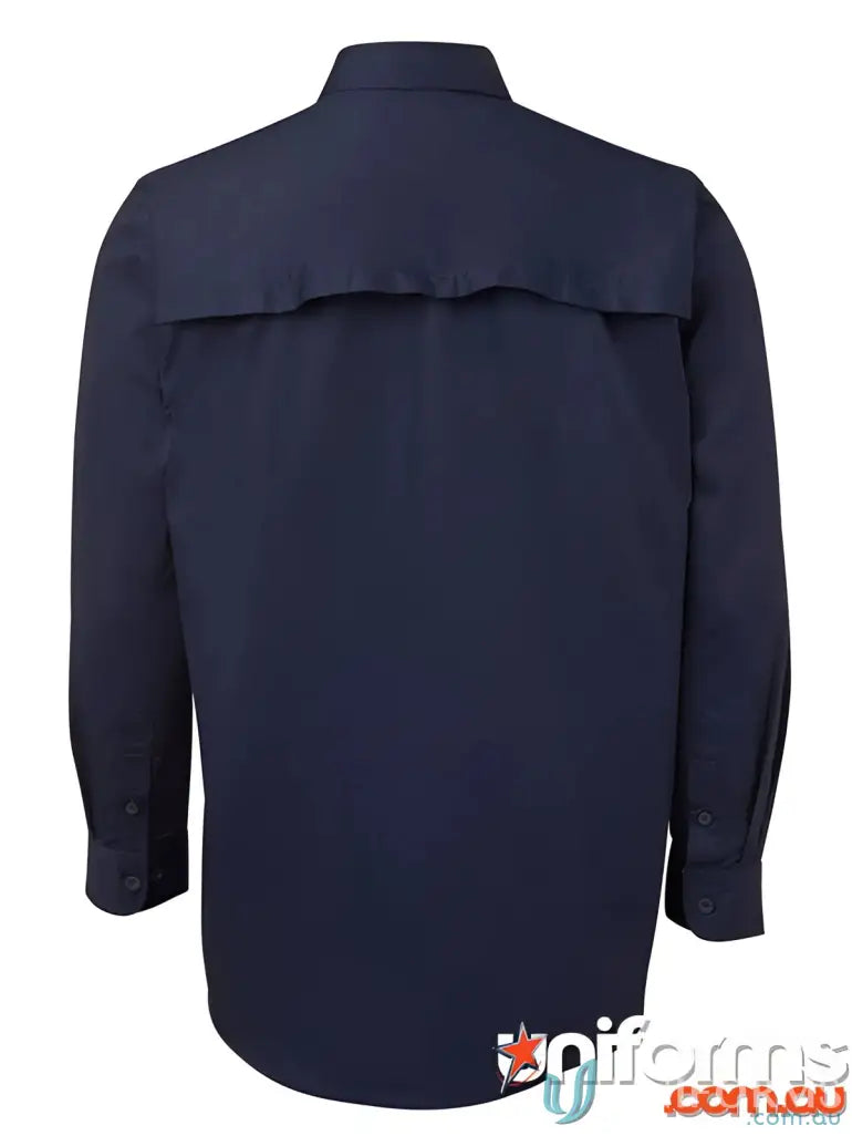 Navy blue long-sleeved workwear shirt from JBs LS Light Work Shirt collection