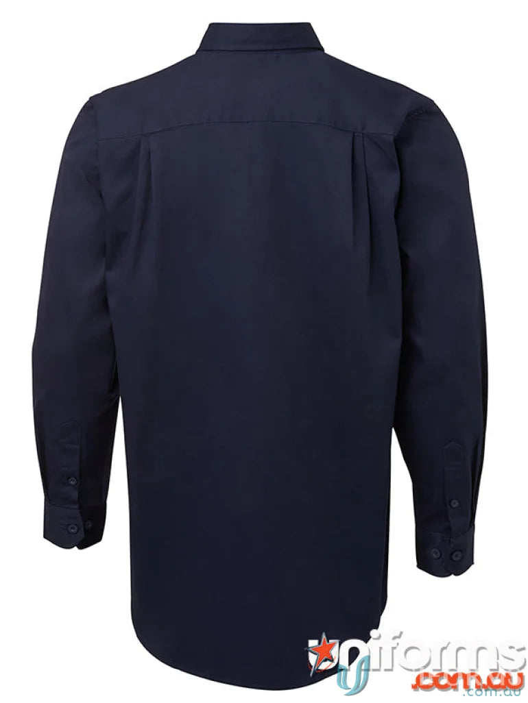 Navy blue JBs LS Work Shirt, perfect workwear for uniforms with sleek technology icon style