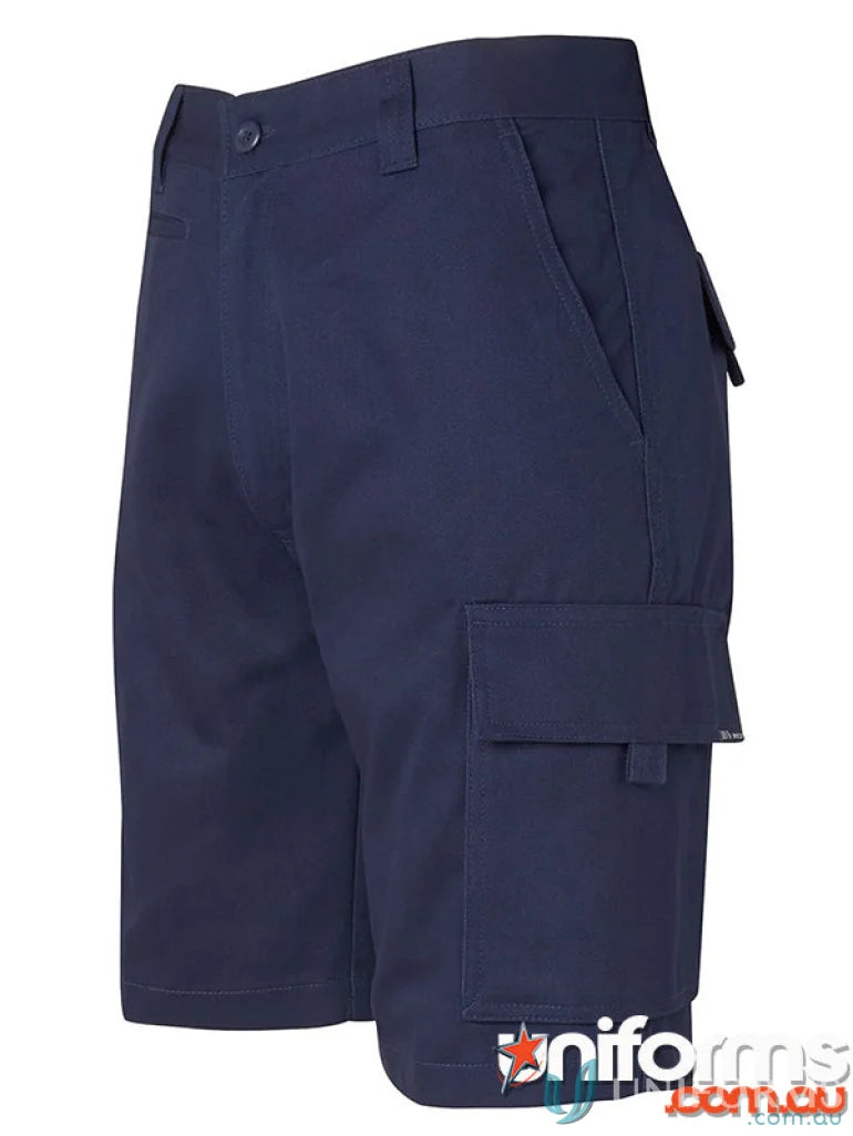 Navy blue cargo shorts from JBs Mercerised Cargo Short, great for uniforms or workwear