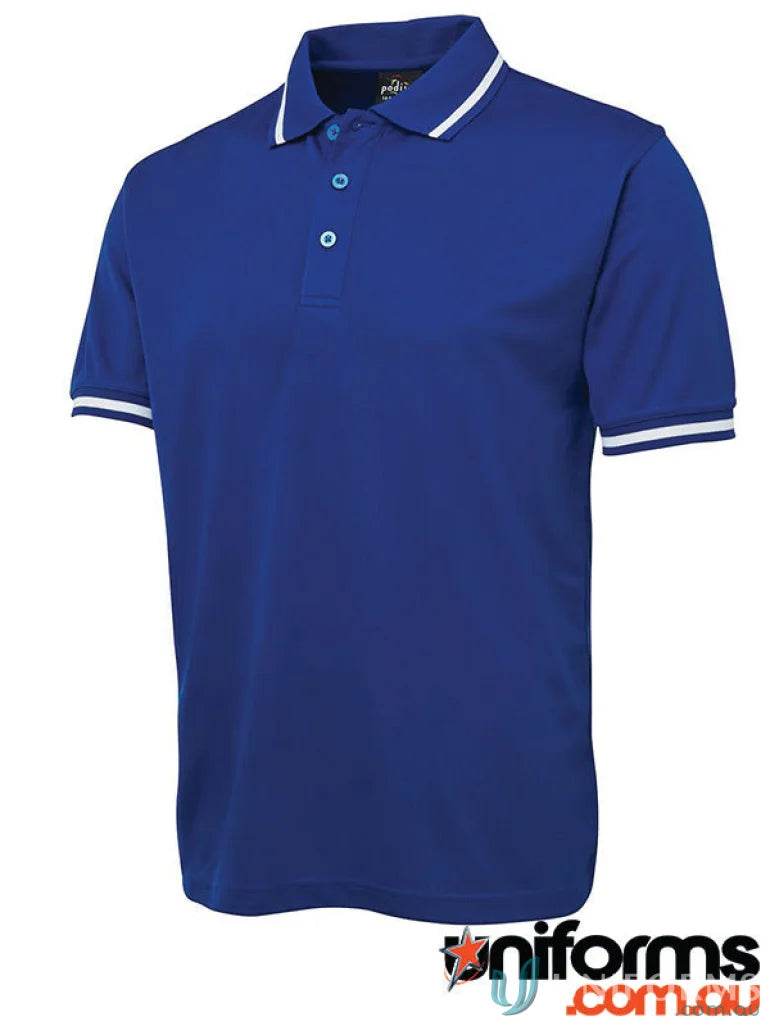 JB’s Podium Bold Polo shirt in blue with white trim, made from podium cool™ quick-drying fabric