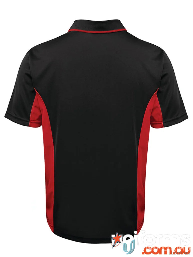Black and red JB’s Podium Contrast Polo with Podium Cool™ moisture-wicking fabric