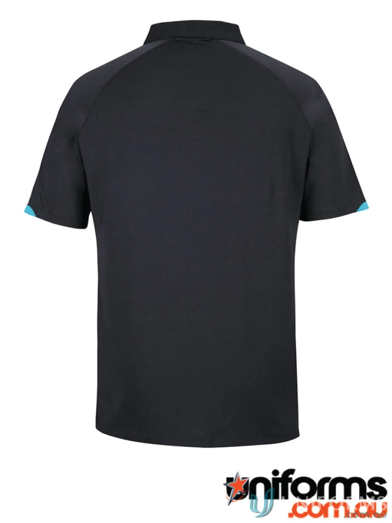 Black JB’s Podium Contrast Stretch Polo with short sleeves for unmatched comfort
