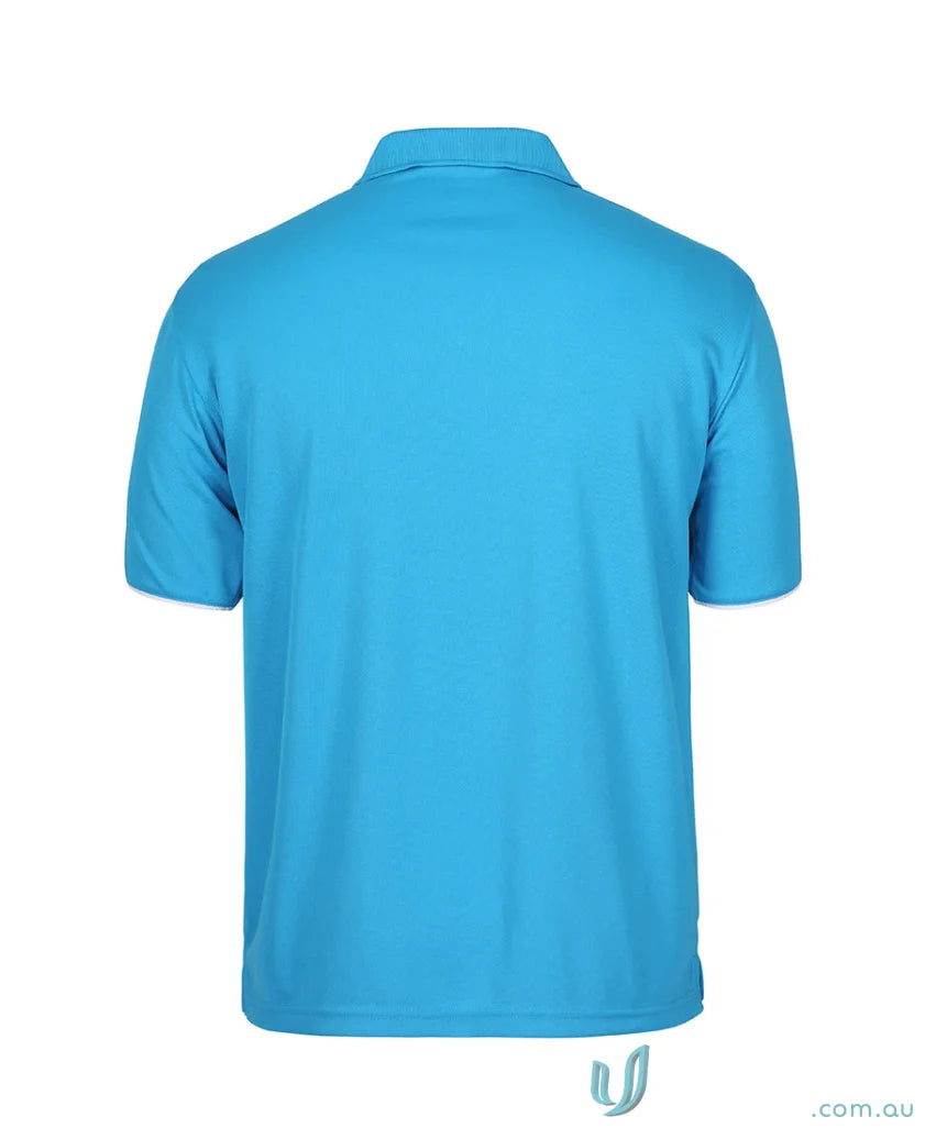 Turquoise JB’s Podium Cool polo with dual-color body panel and moisture-wicking tech