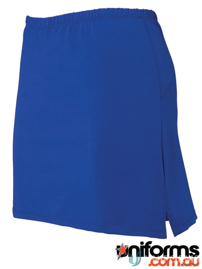 Blue cheerleading skirt made from jersey knit fabric JB’s Podium Girls Skort