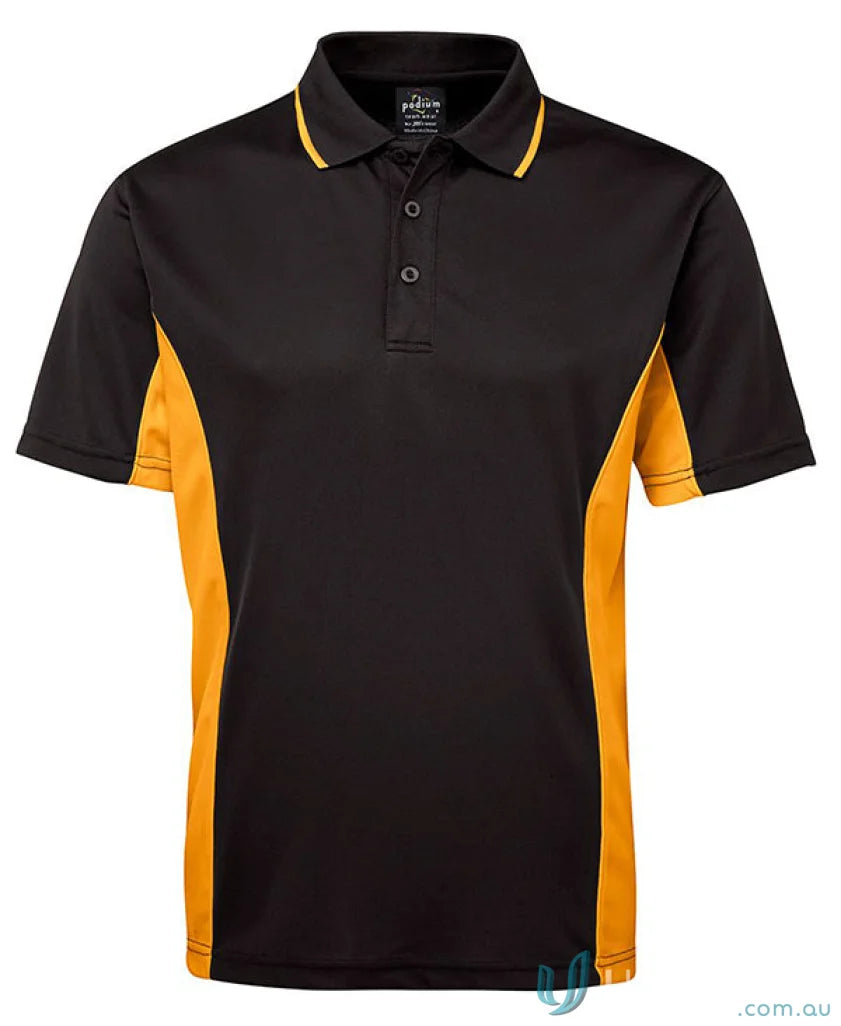 Black and gold JB’s Podium Kids Contrast Polo shirt for stylish kids