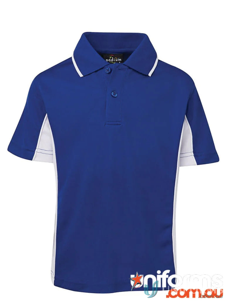 Blue and white kids contrast polo shirt from JB’s Podium Kids collection