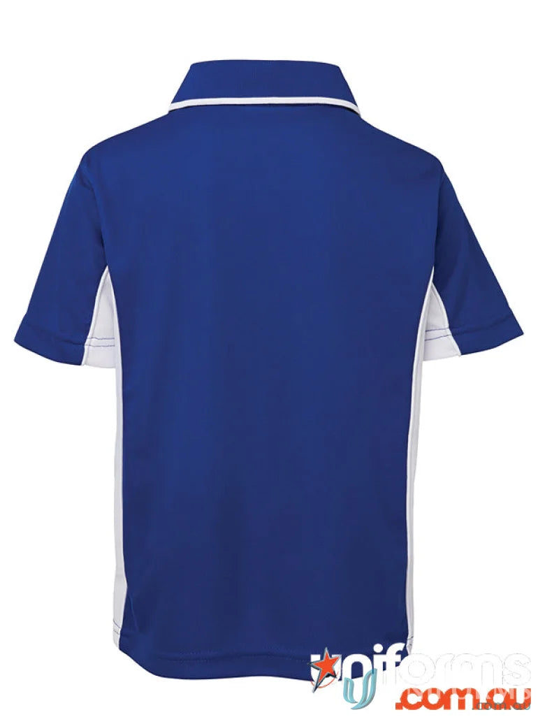 Blue and white JB’s Podium Kids Contrast Polo shirt for kids casual wear