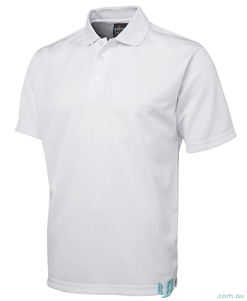 White short-sleeved polo shirt from JBs Podium Poly with micro snagging knit and classic fit