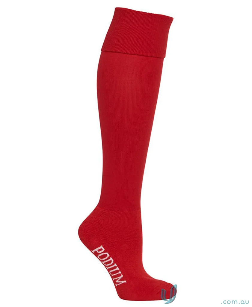 Red knee-high sock for youth and children, JBs Podium Sport Sock perfect for regular wear