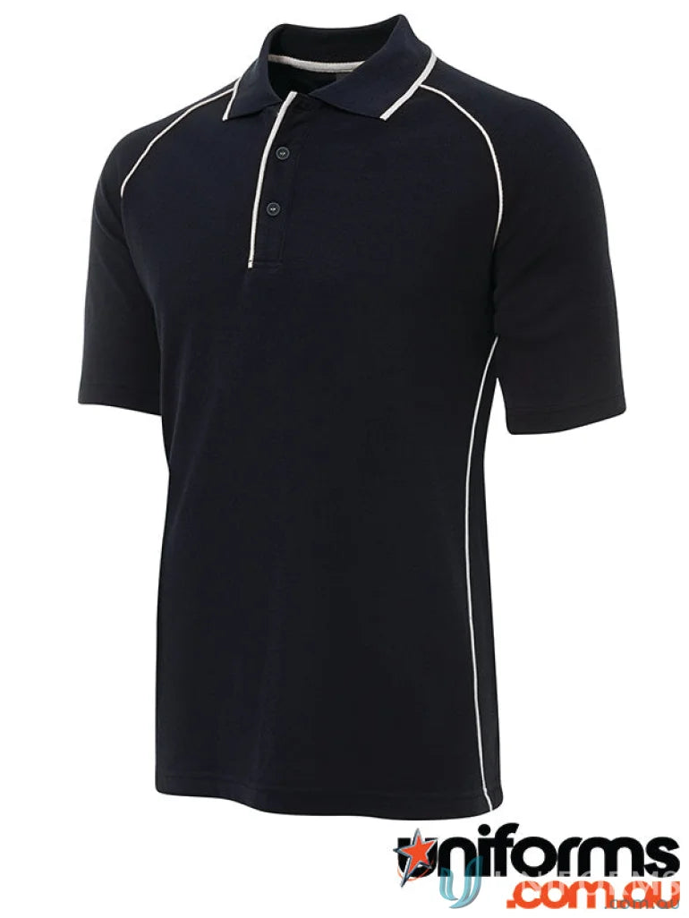 Black JB’s Ragan Polo shirt with white trim for a stylish casual look