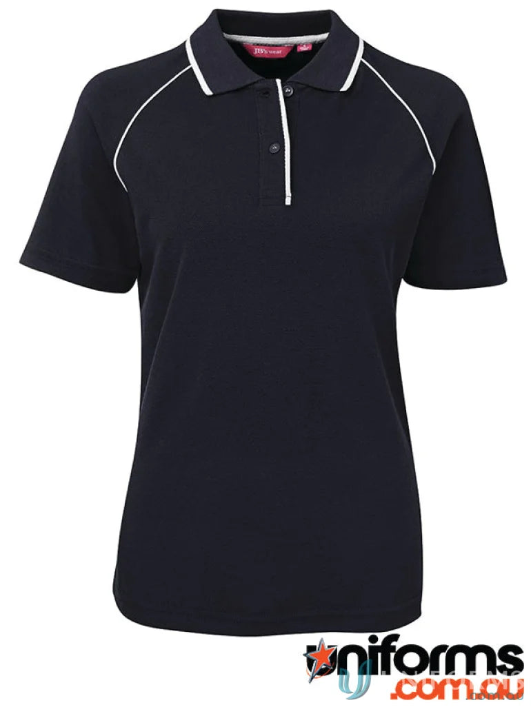 Navy polo shirt with white trim showcasing JB’s Ragan Polo style perfect for casual wear