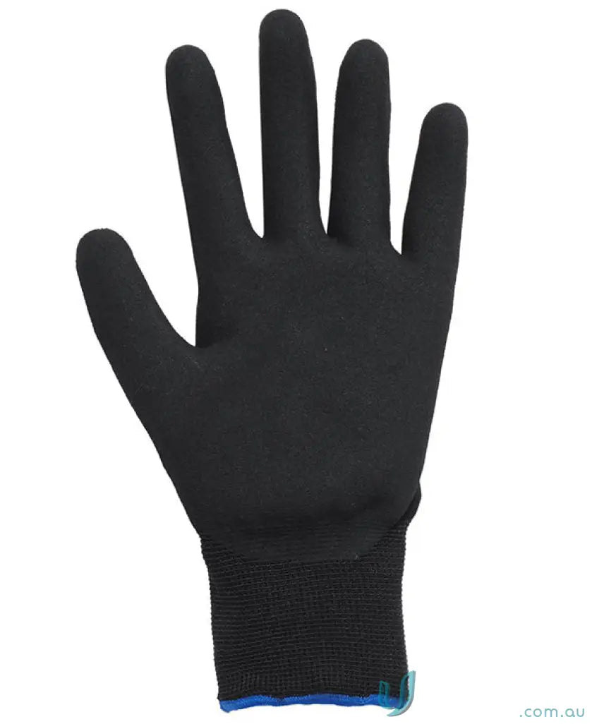 Black work glove with blue cuff trim for general purpose workwear and uniforms