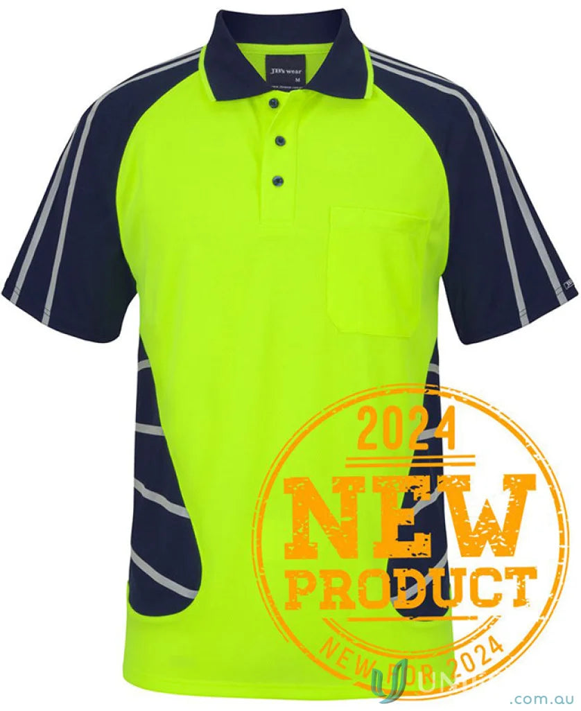 High-visibility JB’S Street Spider Polo shirt perfect for workwear and uniforms
