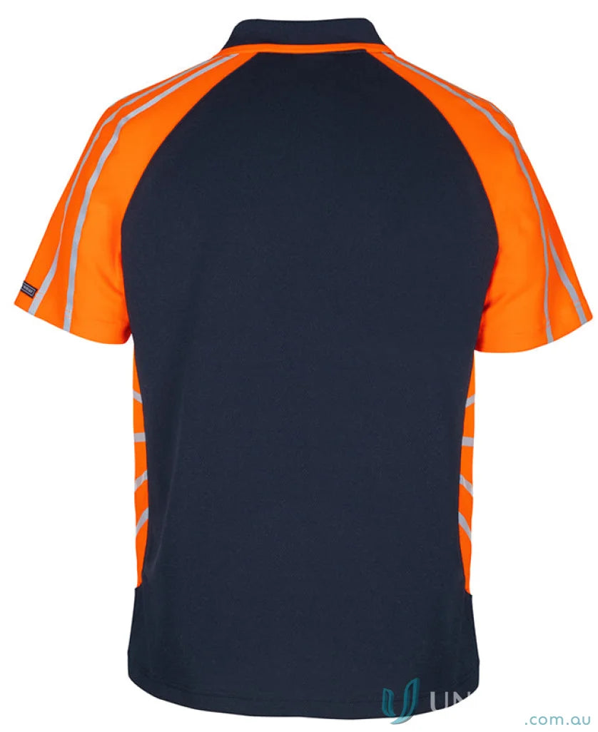 Navy and orange reflective work polo shirt from JB’S Street Spider Polo workwear collection