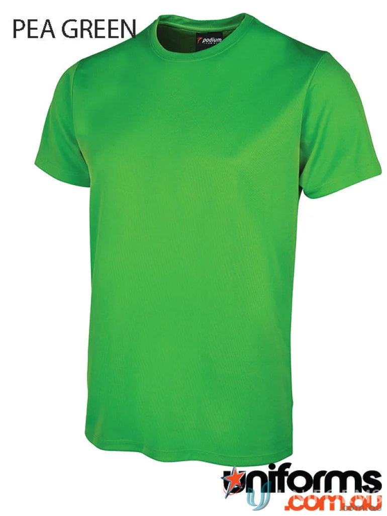 Pea green JB’s Wear Podium Poly Tee perfect for kids with sun protection features