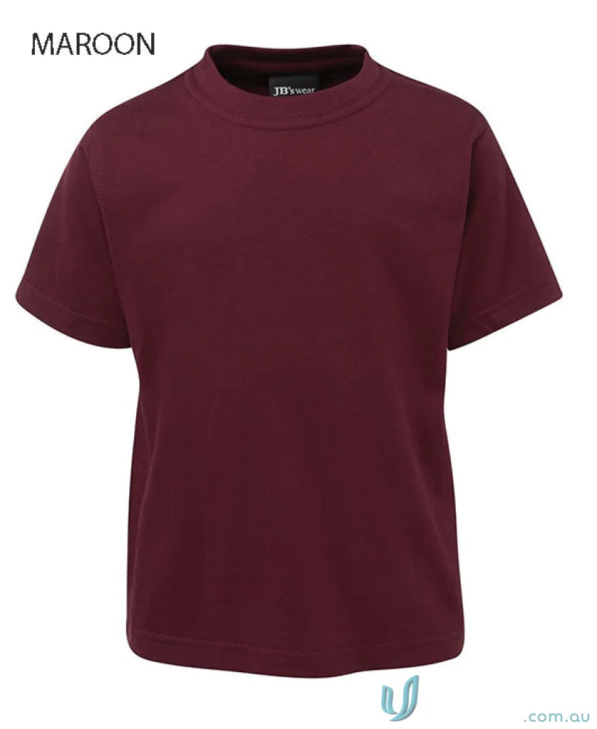 Maroon short-sleeved Kids Tee from JB’s Wear Kids Tee with classic fit