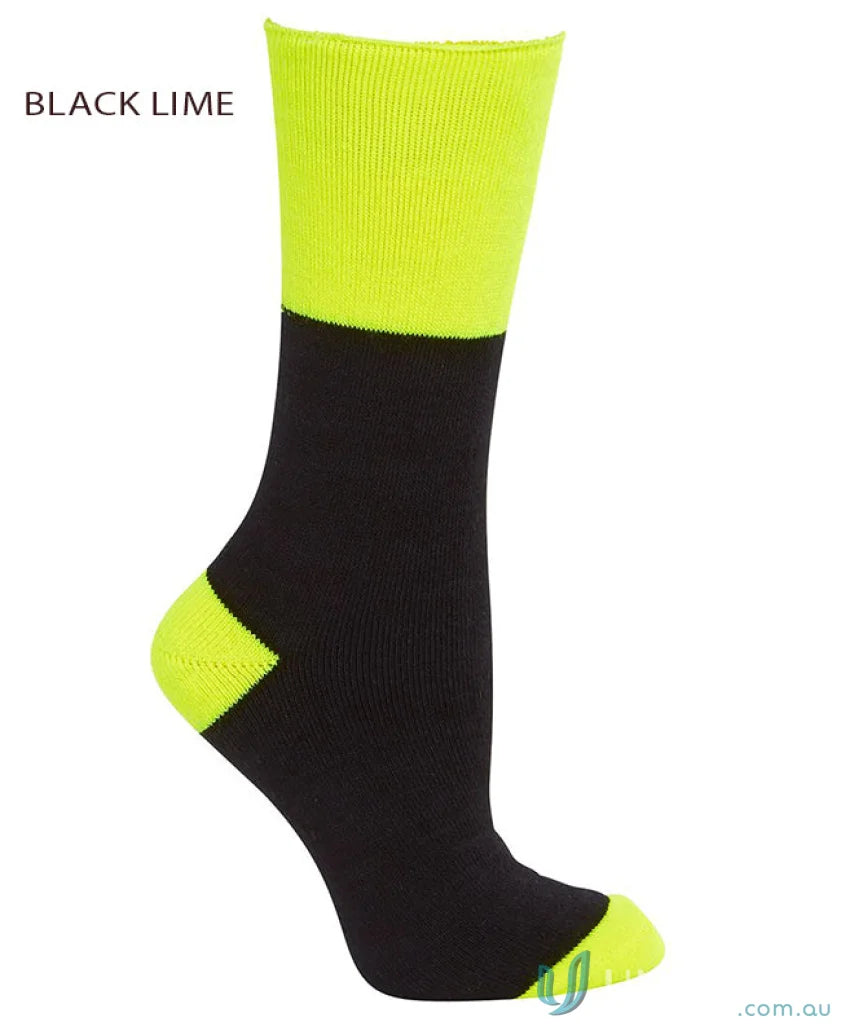 Black and lime green work sock perfect for navy uniforms, JB’s 3 Pack