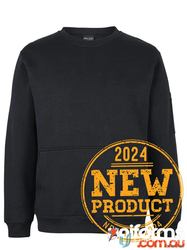 Black crew neck sweatshirt from JBsPremium Trade with comfortable fit for casual uniforms