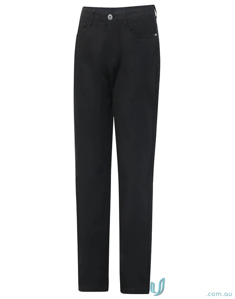 Black straight-leg jean style Flexi Chino Pants with jacquard weave fabric