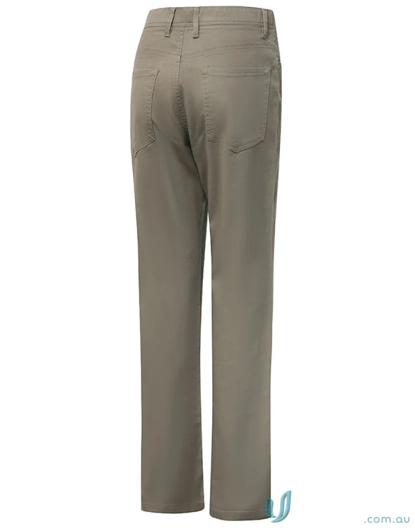 Khaki jean style flexi chino pants with jacquard weave for casual comfort