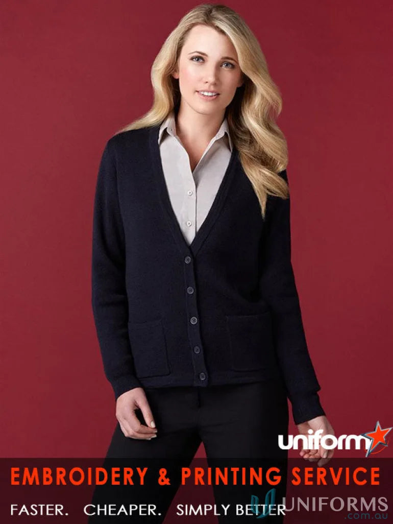 Woman’s navy Jenny Craig Wool Mix Cardigan, perfect for workwear or uniforms