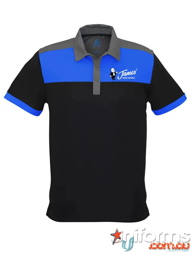 Color-blocked polo shirt from JHS EMB Adult Polo, great for work uniforms with contrast panels