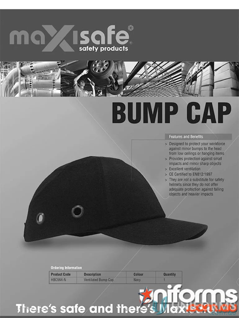 Navy bump cap for head protection in work environments, part of JHS EMB Safety Helmets series