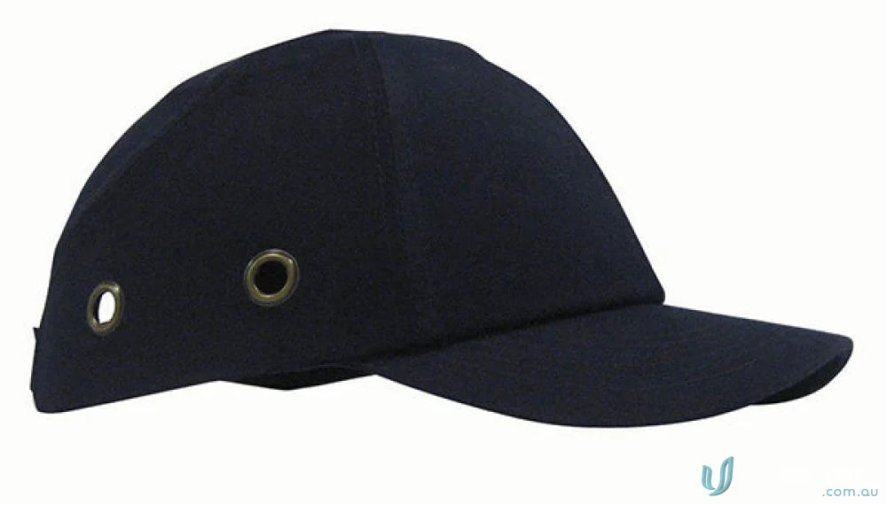 Navy blue bump cap for work environments, a stylish safety helmet for head protection