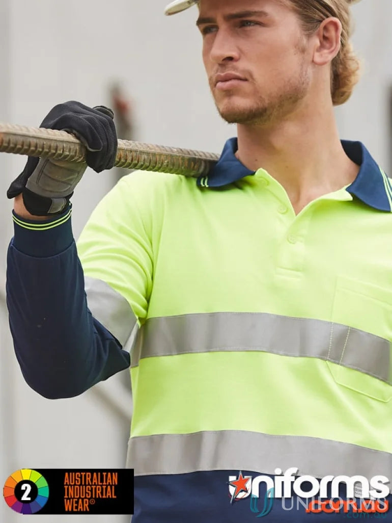 High-visibility long sleeve polo shirt from JHS EMB HiVis LS Taped Polo collection