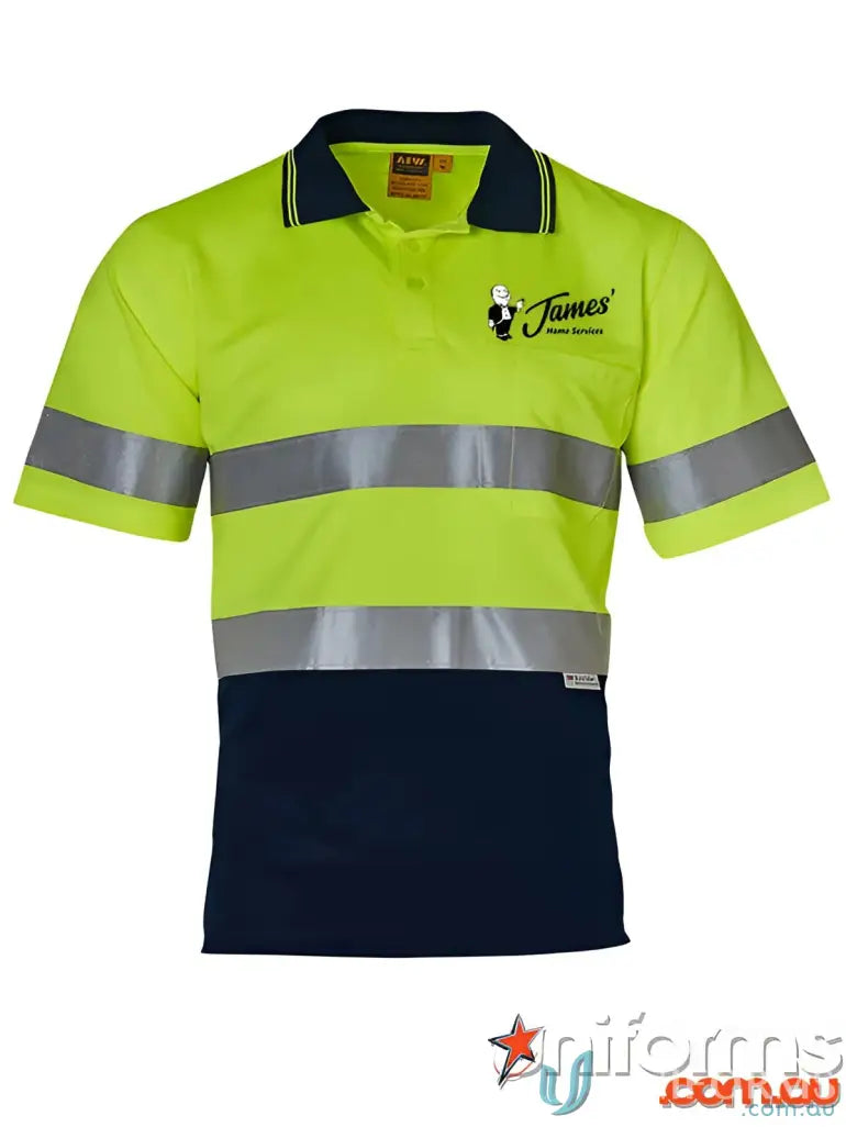 High-visibility work polo shirt from JHS EMB HiVis SS Taped Short Sleeve Polo collection