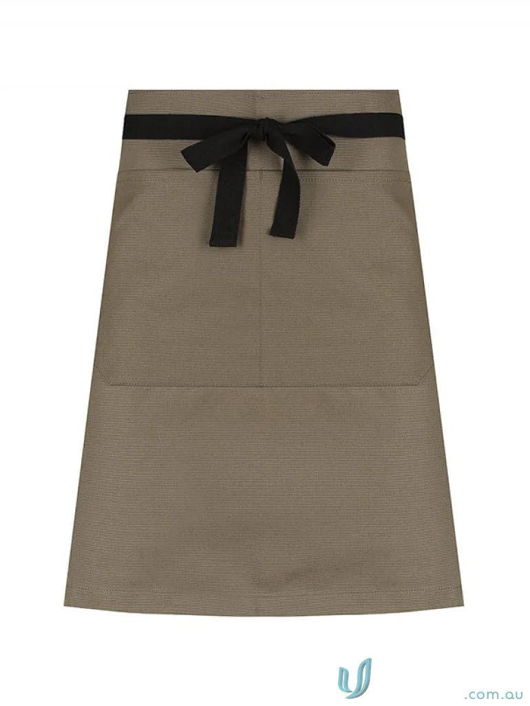Jimmy Canvas Waist Apron in sage green cotton canvas with brass rivets and webbing ties