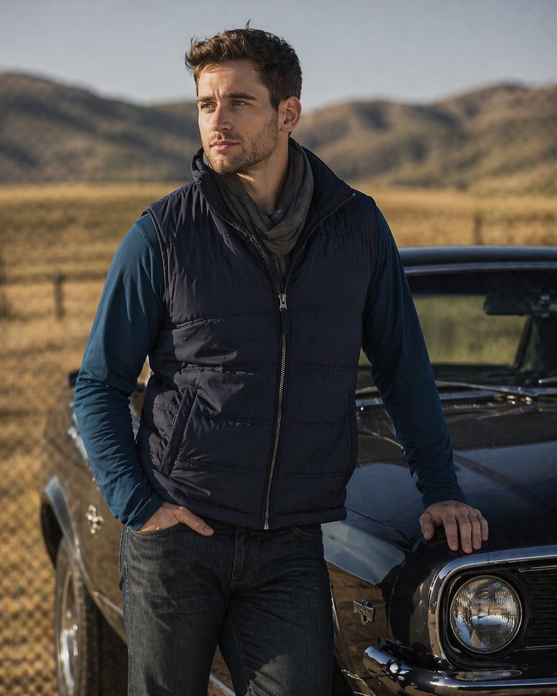 Navy blue quilted everest puffer vest with zipper front and side pockets perfect for workwear and uniforms