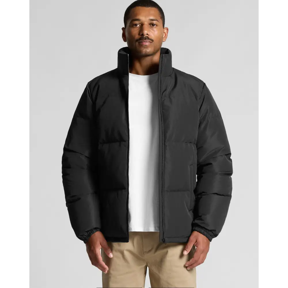 Black Josh Puffer Jacket with high collar and zipper