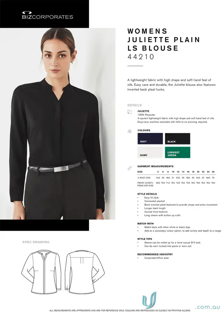 Women’s long-sleeved black blouse from Juliette Long for event planners’ stylish look