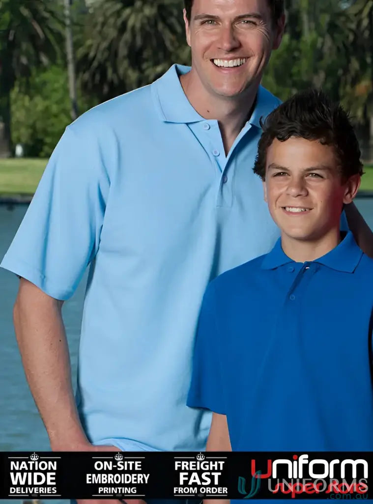 Two men in stylish classic fit Polo Code 2KP shirts from JB’s Kids