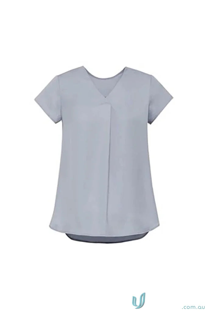 Light blue Kayla V-Neck Pleat Blouse RB967LS from Biz Collection perfect for casual style