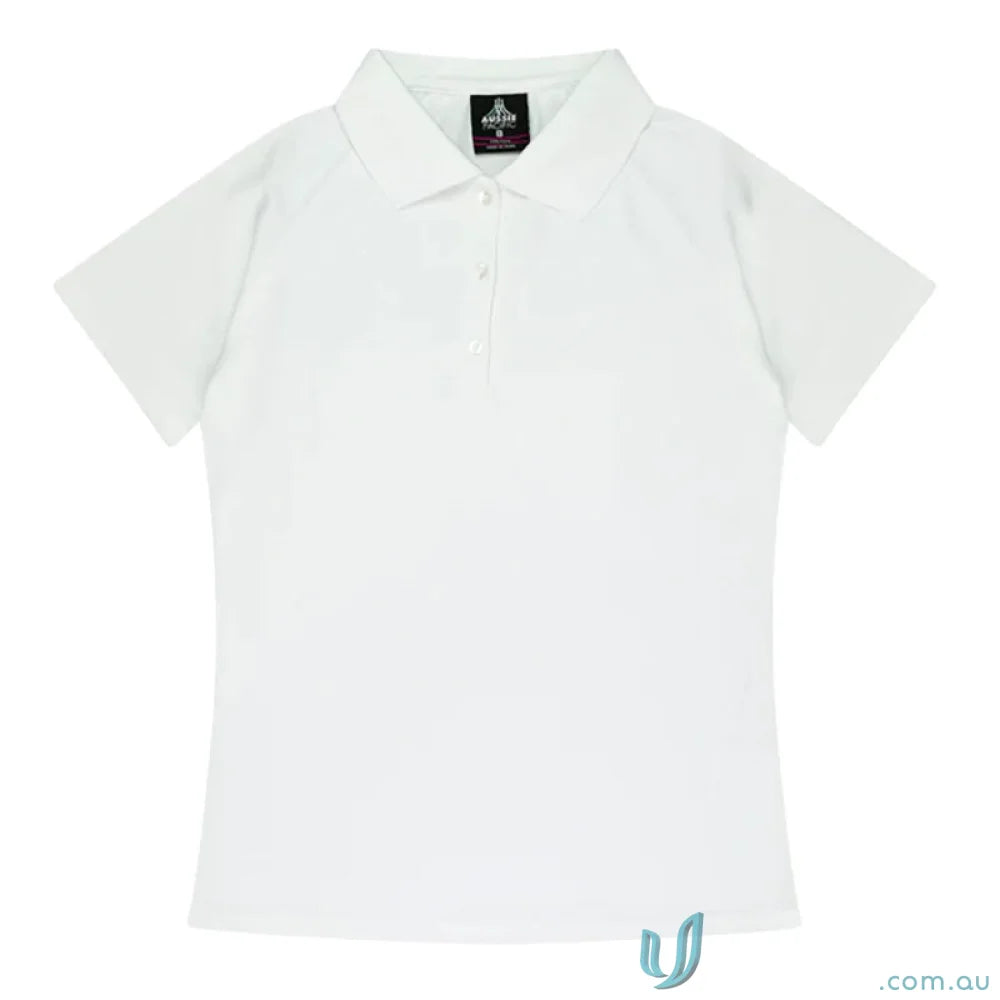 White short-sleeved Keira Polo shirt perfect for uniforms and workwear