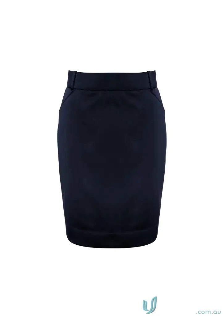 Navy blue KENNARDS Ladies Flexi-Band Skirt with unique flexi-band feature and Teflon® stain resistance