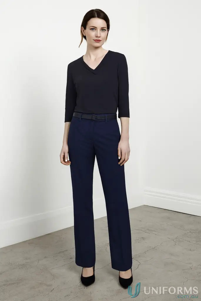 Woman wearing KENNARDS Navy Blue Pantsuit, relaxed fit workwear for women