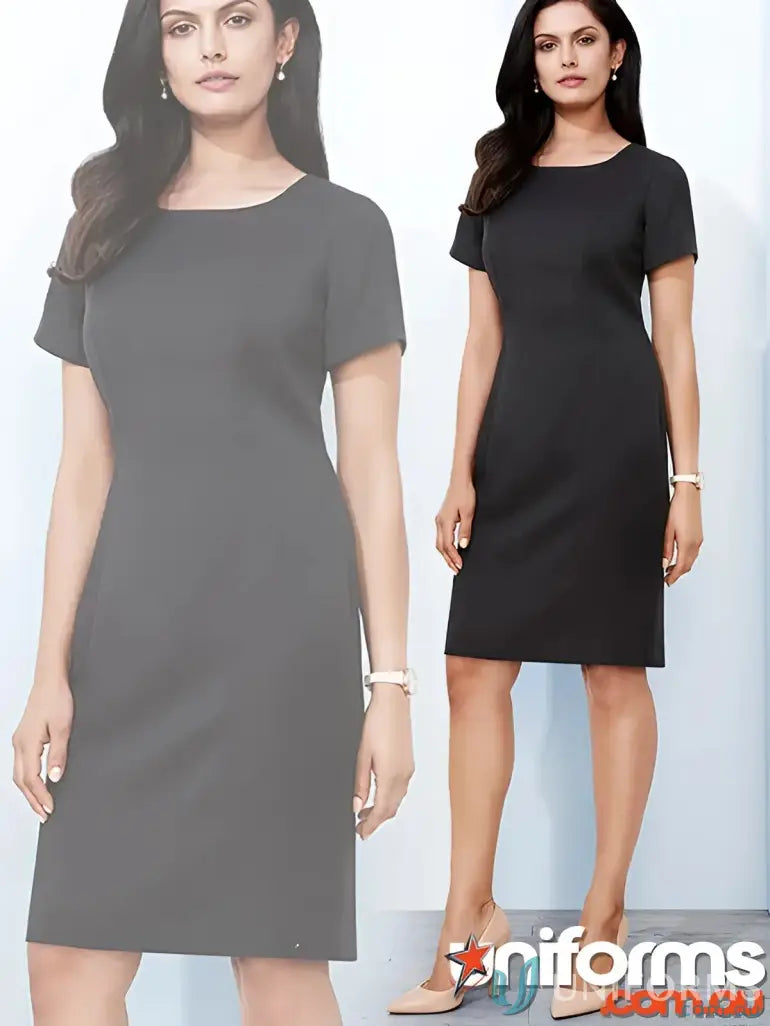 Black short-sleeved sheath dress from KENNARDS Ladies Shift Dress with bamboo charcoal fabric