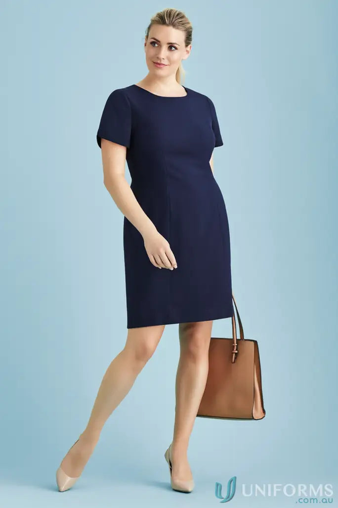 Navy blue sheath dress from KENNARDS with bamboo charcoal fabric and sleek garment measurements