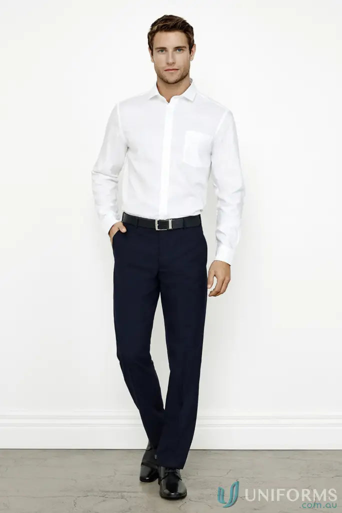 Men’s flat front pant from KENNARDS in navy blue, perfect fit for uniforms