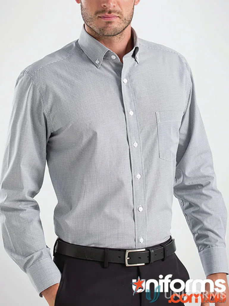 Gray long sleeve multi check shirt from 456-jk Keval men’s Keval LS Multi Check Shirt