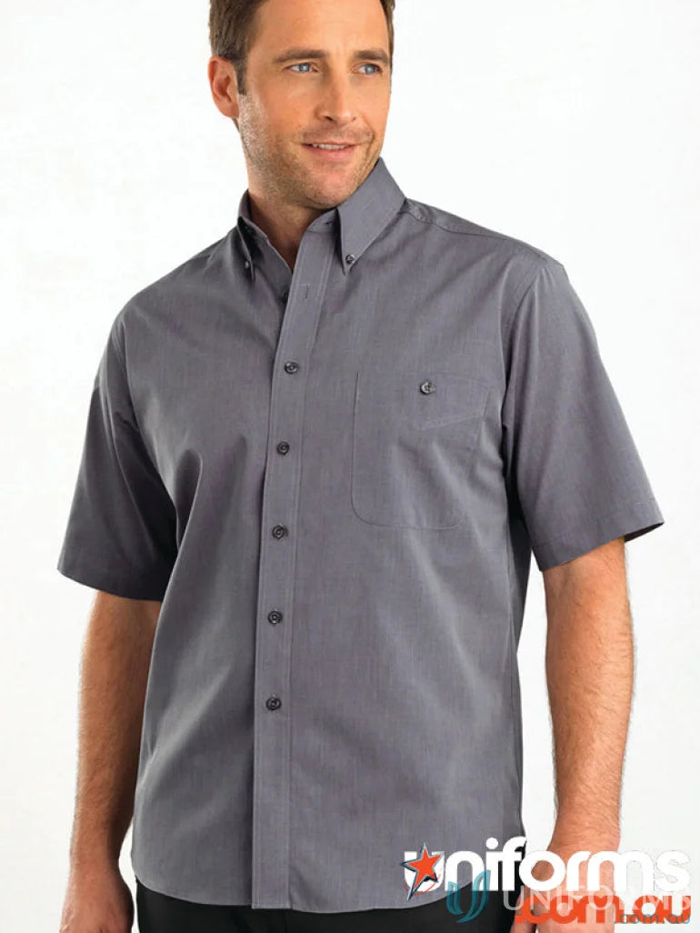 Men’s short sleeve chambray shirt with chest pocket from Keval Mens SS Chambray Shirt 265-jk style