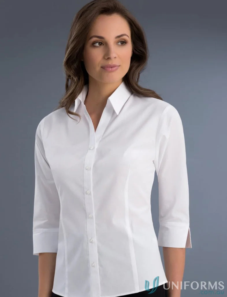 Keval style slim-fit 700-jk shirt for women in classic white with 3Q sleeves