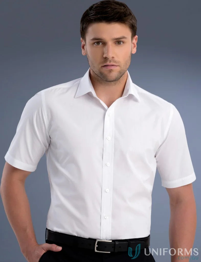 White short-sleeved slim fit Keval Men’s Dress Shirt for men elegant look