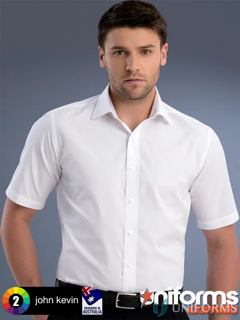 White short-sleeved dress shirt from Keval Men’s Slim Fit SS Shirt collection