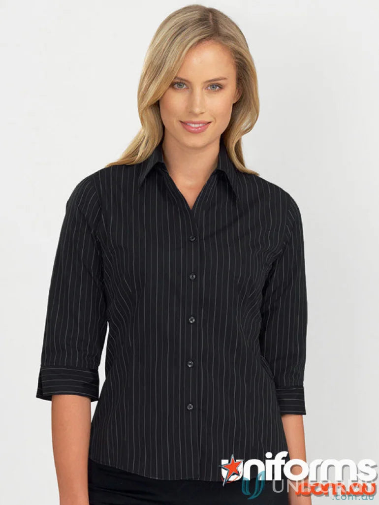Keval Womens 3Q Fine Stripe Shirt with semi-tailored fit and polyester blend