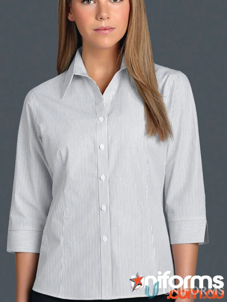 Keval Womens 3Qtr Herringbone Stripe Shirt with semi-tailored fit and sleeve detail